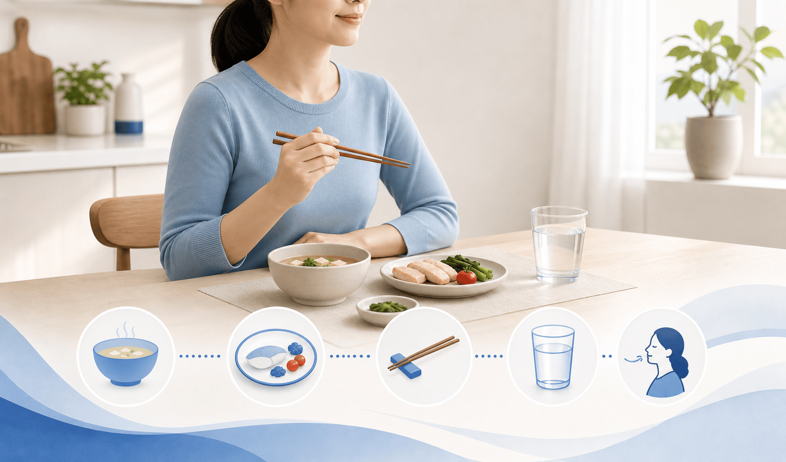 천천히 먹는 작은 식사 일러스트