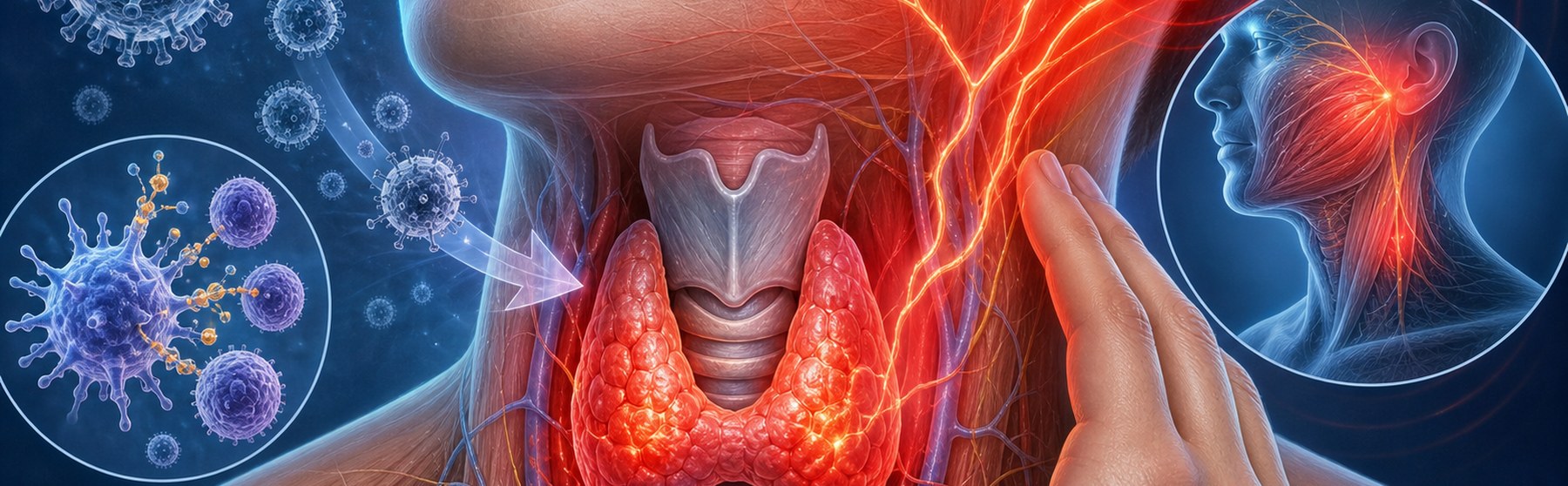 Inflamed thyroid after viral infection